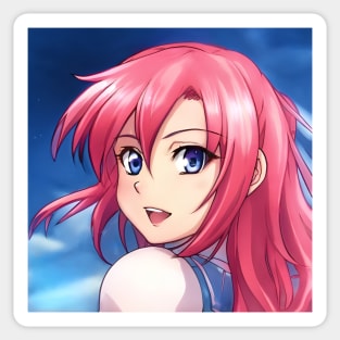 manga pink hair anime girl Sticker